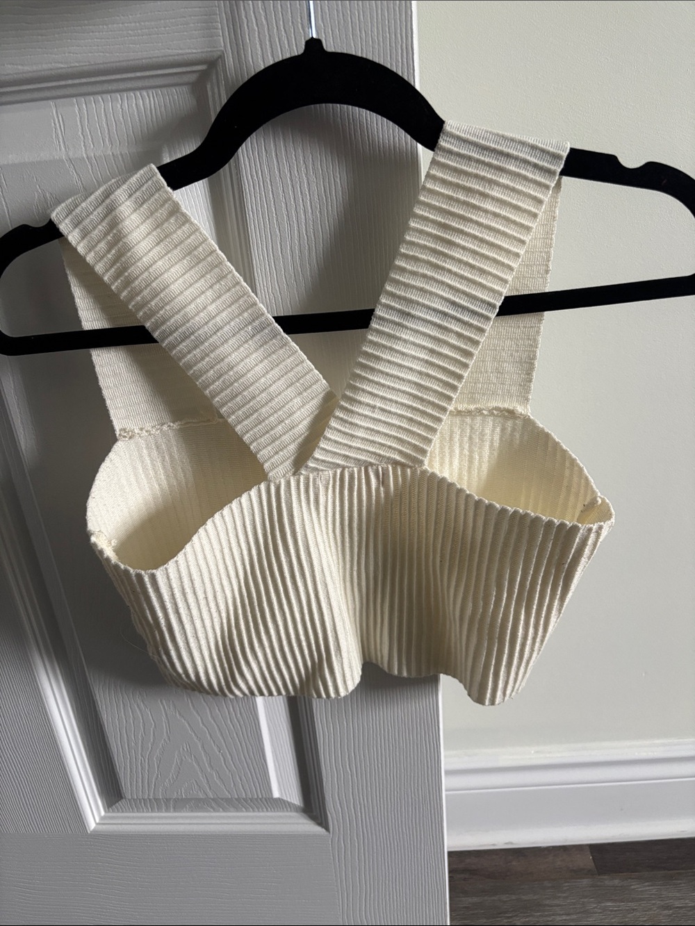 Altar'd State Cream Ribbed Crossback Crop Top - Picture 2 of 3
